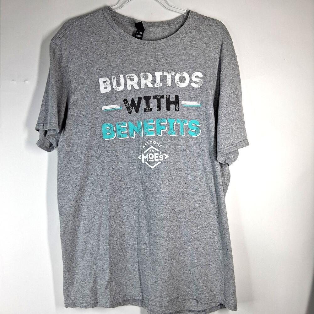 Moe's Burritos with Benefits Welcome to Moe's T-Shirt Gray Women's X-Large